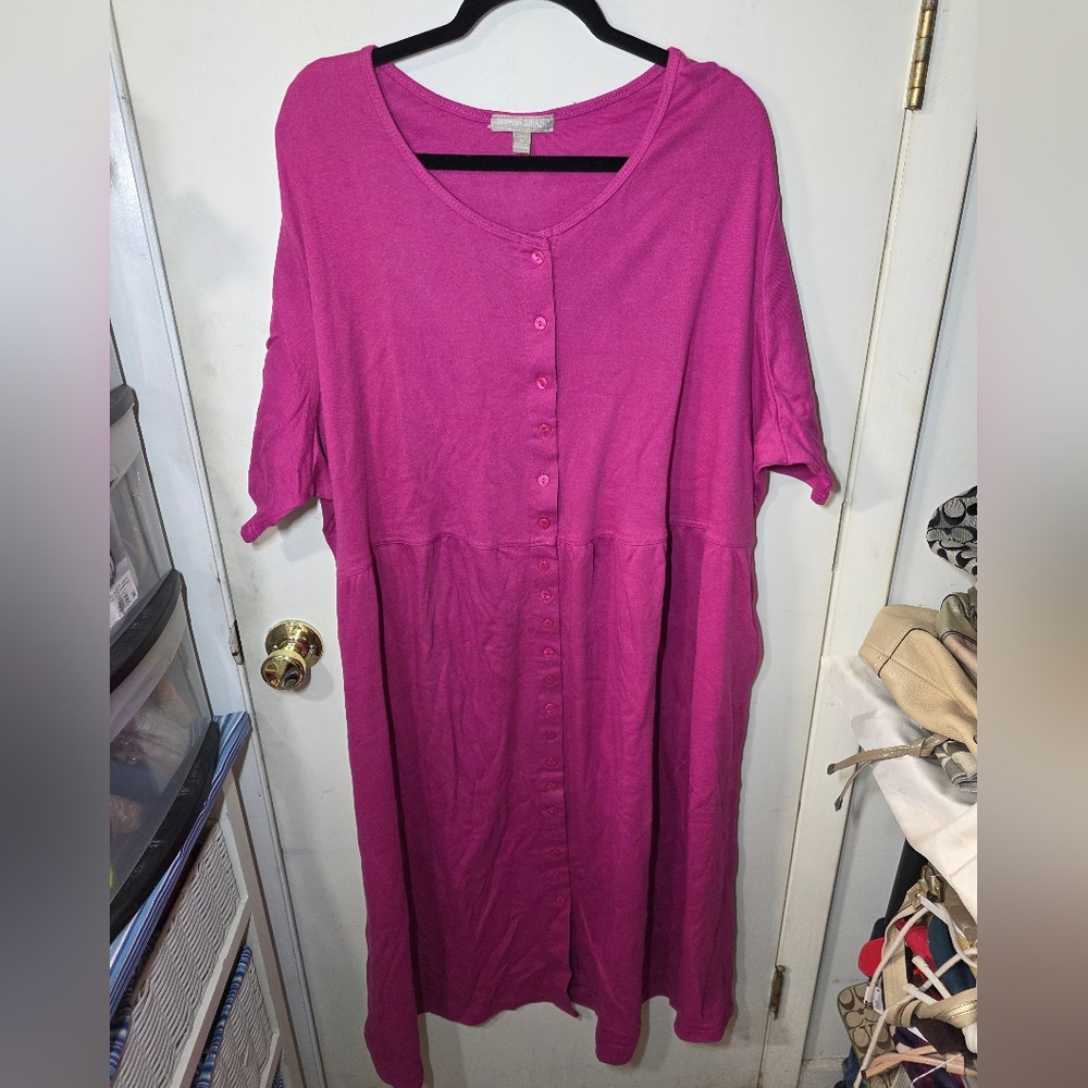 Women Within Pink Maxi Dress Plus Size 3X Short Sleeve NWOT